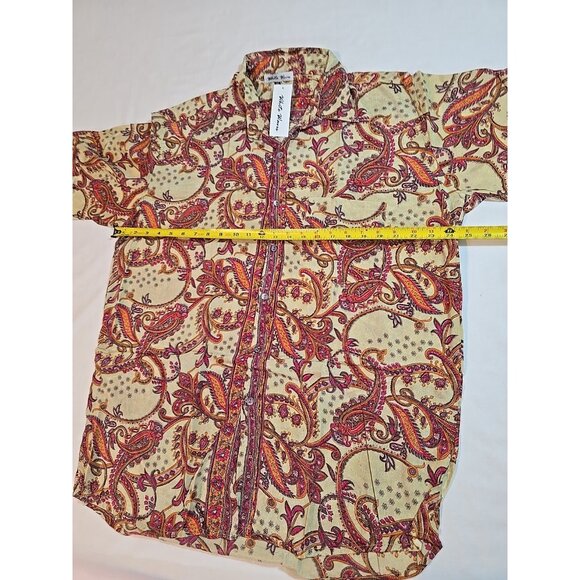 Retro Button up Womens shirt collared Long Sleeve Paisley Print size XL New - Picture 11 of 16